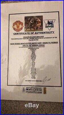 Manchester United 1995 1996 Away Squad Signed Shirt With COA Mint