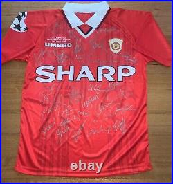 Manchester United 1999 Signed Treble Football Jersey Shirt 100% authentic COA