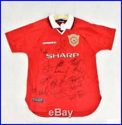 Manchester United 1999 Treble Winners shirt Signed 16 COA Beckham Giggs Stam