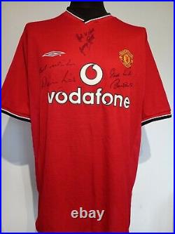 Manchester United 2000 Home Shirt Signed George Best Bobby Charlton Denis Law
