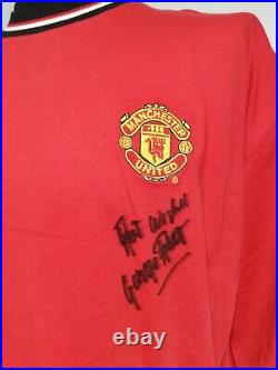 Manchester United 2001 2002 Retro Training Shirt Signed George Best Guarantee