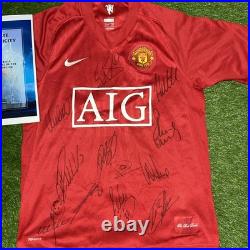 Manchester United 2008 Champions League Winners Squad Signed Shirt with club COA
