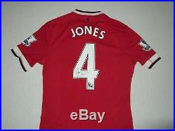 Manchester United 2014/15 Match Worn Phil Jones Red Home Football Shirt Signed