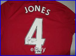 Manchester United 2014/15 Match Worn Phil Jones Red Home Football Shirt Signed