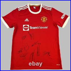 Manchester United 2021/2022 Home Shirt Squad Signed MUFC COA