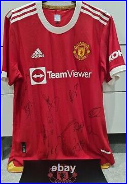 Manchester United 2021/2022 Home Shirt Squad Signed Official COA