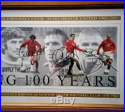 Manchester United Beckham Cantona Best Charlton Law Signed 100 Yrs