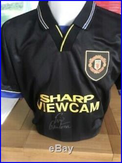 Manchester United Black Kung Fu Signed Eric Cantona Shirt 2 Left Superb £199