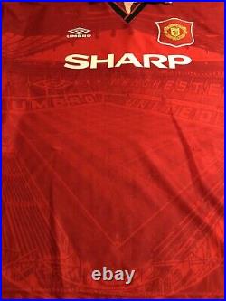 Manchester United Eric cantona signed shirt Original 1995/1996 Shirt Large