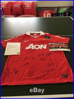 Manchester United Football Signed X14 Shirt 2010 11 Rio Park Vidic Evans Man Utd