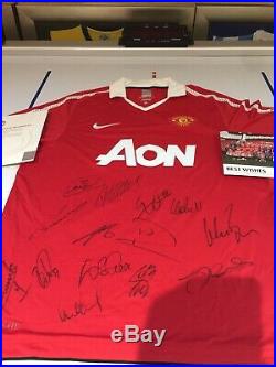 Manchester United Football Signed X14 Shirt 2010-11 Vidic Rio Evra Evans Man Utd