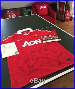 Manchester United Football Signed X17 Shirt 2010-11 Rooney Vidic Carrick Man Utd