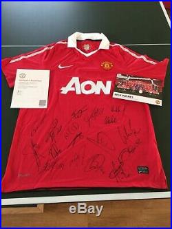 Manchester United Football Signed X17 Shirt 2010-11 Rooney Vidic Carrick Man Utd