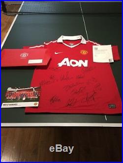 Manchester United Football Signed x13 Shirt 2010-11 Giggs Vidic Evra COA Man Utd