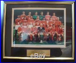 Manchester United Framed Euro Cup 1968 Team Photo Signed by 10 Players See Desc