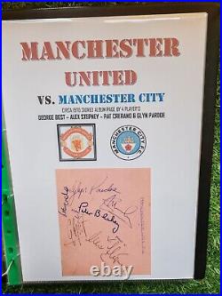 Manchester United George Best Vs Manchester City. 4 Signed On Page A4 Display