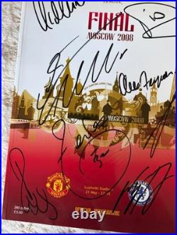 Manchester United Hand Signed 2008 Moscow CL FINAL Programme PSA QO Card + COA
