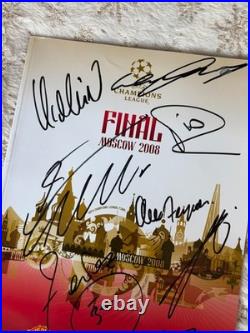 Manchester United Hand Signed 2008 Moscow CL FINAL Programme PSA QO Card + COA