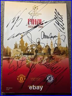 Manchester United Hand Signed 2008 Moscow Official Programme PSA QO Card + COA