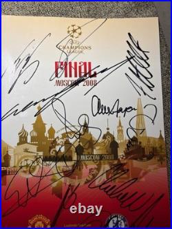 Manchester United Hand Signed 2008 Moscow Official Programme PSA QO Card + COA