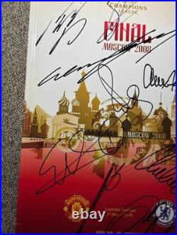 Manchester United Hand Signed 2008 Moscow Official Programme PSA QO Card + COA