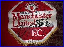 Manchester United Hand Signed Autograph Legends Shirt And Signed Pennant. Coa