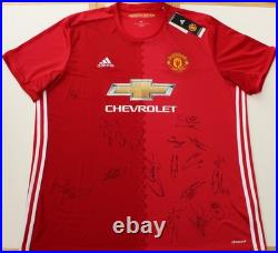 Manchester United Home Shirt Signed by 2017-18 Squad inc. Pogba & Rashford + COA Manchester United Home Shirt Signed by 2017-18 Squad inc. Pogba & Rashford + COA