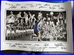 Manchester United Legends 1940's-90's Hand Signed x24 Montage 23.5x16.5 COA
