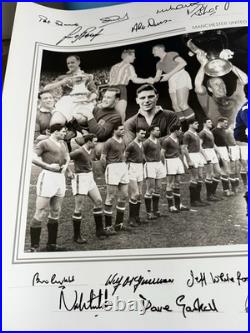 Manchester United Legends 1940's-90's Hand Signed x24 Montage 23.5x16.5 COA