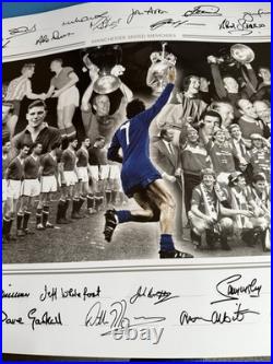 Manchester United Legends 1940's-90's Hand Signed x24 Montage 23.5x16.5 COA