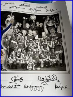 Manchester United Legends 1940's-90's Hand Signed x24 Montage 23.5x16.5 COA