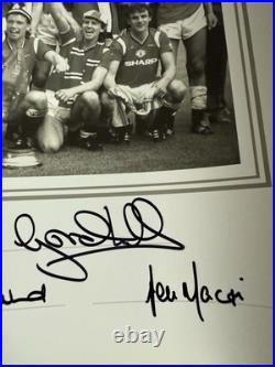 Manchester United Legends 1940's-90's Hand Signed x24 Montage 23.5x16.5 COA