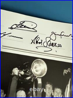 Manchester United Legends 1940's-90's Hand Signed x24 Montage 23.5x16.5 COA