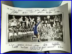 Manchester United Legends 1940's-90's Hand Signed x24 Montage 23.5x16.5 COA