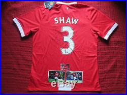 Manchester United Luke Shaw Signed 2014-15 Home Shirt- Large- Bnwt Photo Proof