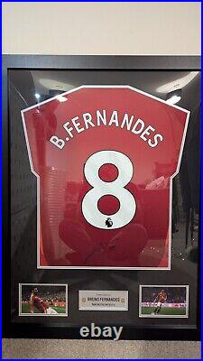 Manchester United MUFC Captain BRUNO FERNANDES Signed & Framed shirt with COA