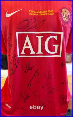 Manchester United Moscow 2008 FInal CL Shirt Hand Signed by 1st Team With COA
