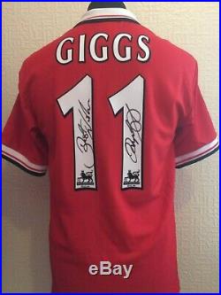 Manchester United Number 11 Retro Treble Shirt Signed Ryan Giggs Guarantee