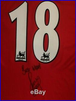 Manchester United Number 18 Retro Treble Shirt Signed Paul Scholes Guarantee