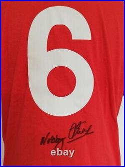 Manchester United Number 6 Retro Shirt Signed By Nobby Stiles With Guarantee