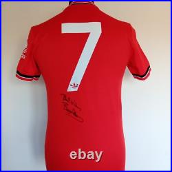 Manchester United Number 7 1985 Retro Home Shirt Signed Bryan Robson Manchester United Number 7 1985 Retro Home Shirt Signed Bryan Robson