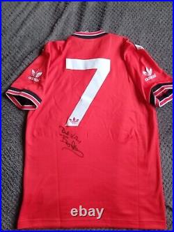 Manchester United Number 7 1985 Retro Home Shirt Signed Bryan Robson