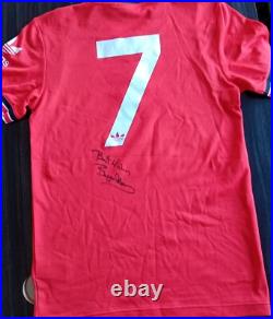 Manchester United Number 7 1985 Retro Home Shirt Signed Bryan Robson Manchester United Number 7 1985 Retro Home Shirt Signed Bryan Robson
