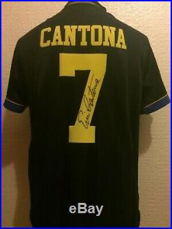 Manchester United Number 7 Kung Fu Kick Retro Shirt Signed Eric Cantona