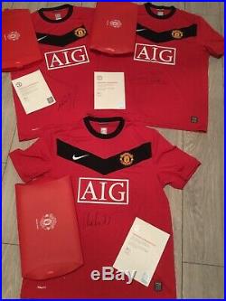 Manchester United Official Club Signed Shirts X 3 Autographed Memorabilia Coa