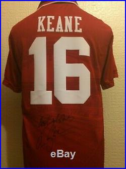 Manchester United Retro 1996 Number 16 Shirt Signed Roy Keane With Guarantee