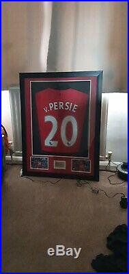 Manchester United Robin Van Persie Signed Shirt In Frame With A Light