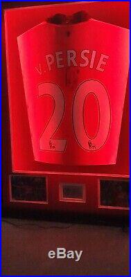 Manchester United Robin Van Persie Signed Shirt In Frame With A Light