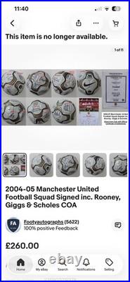 Manchester United SIGNED Premier league Football 2005 Scholes, Rooney, Giggs