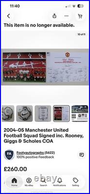 Manchester United SIGNED Premier league Football 2005 Scholes, Rooney, Giggs